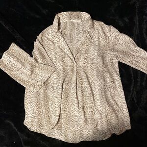 All in Favor Beige Leopard Button Down Shirt